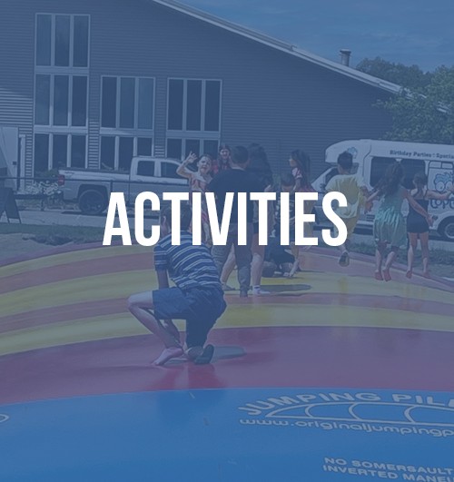 kids playing on Jumping Pillow with text overlay "activities"
