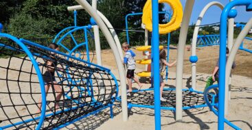 kids playing at the new Coldbrook Mountain playground adventure